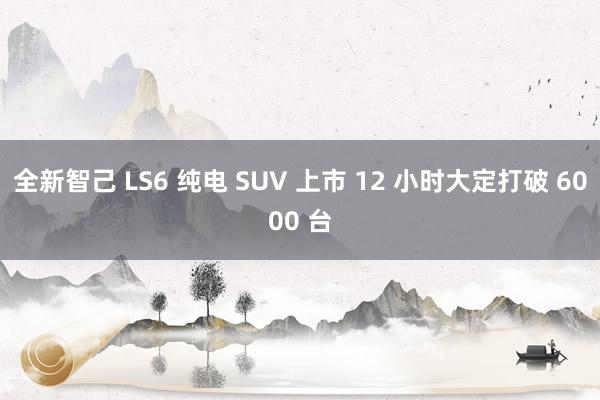 全新智己 LS6 纯电 SUV 上市 12 小时大定打破 6000 台