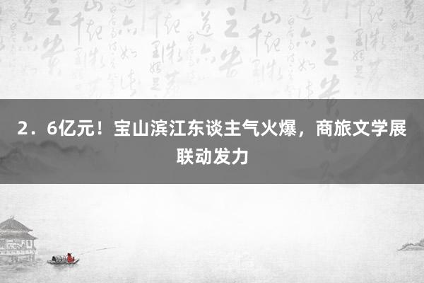 2．6亿元！宝山滨江东谈主气火爆，商旅文学展联动发力