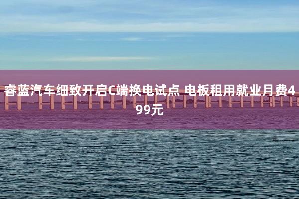 睿蓝汽车细致开启C端换电试点 电板租用就业月费499元